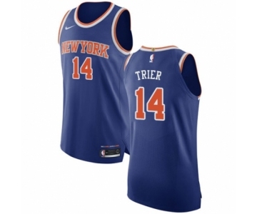 Men's Nike New York Knicks #14 Allonzo Trier Authentic Royal Blue NBA Jersey - Icon Edition