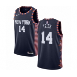 Men's Nike New York Knicks #14 Allonzo Trier Swingman Navy Blue NBA Jersey - 2018-19 City Edition