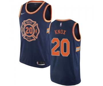 Men's Nike New York Knicks #20 Kevin Knox Authentic Navy Blue NBA Jersey - City Edition