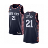 Men's Nike New York Knicks #21 Damyean Dotson Authentic Navy Blue NBA Jersey - 2018-19 City Edition