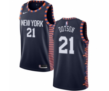 Men's Nike New York Knicks #21 Damyean Dotson Authentic Navy Blue NBA Jersey - 2018-19 City Edition