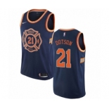 Men's Nike New York Knicks #21 Damyean Dotson Authentic Navy Blue NBA Jersey - City Edition