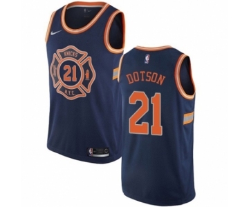 Men's Nike New York Knicks #21 Damyean Dotson Authentic Navy Blue NBA Jersey - City Edition