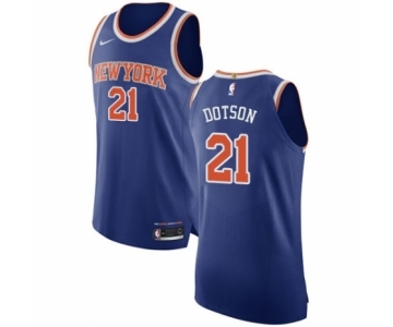 Men's Nike New York Knicks #21 Damyean Dotson Authentic Royal Blue NBA Jersey - Icon Edition