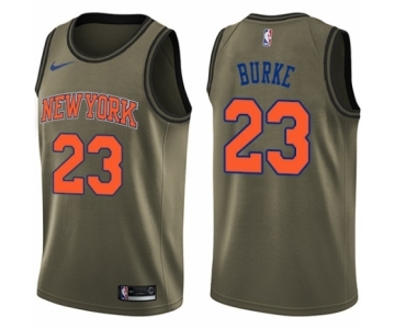 Men's Nike New York Knicks #23 Trey Burke Swingman Green Salute to Service NBA Jersey