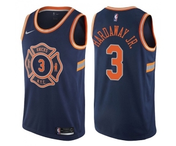 Men's Nike New York Knicks #3 Tim Hardaway Jr. Authentic Navy Blue NBA Jersey - City Edition