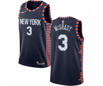 Men's Nike New York Knicks #3 Tracy McGrady Swingman Navy Blue NBA Jersey - 2018-19 City Edition