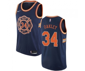 Men's Nike New York Knicks #34 Charles Oakley Swingman Navy Blue NBA Jersey - City Edition