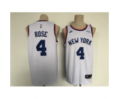 Men's Nike New York Knicks #4 Derrick Rose White Stitched Basketball Jersey