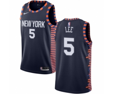 Men's Nike New York Knicks #5 Courtney Lee Swingman Navy Blue NBA Jersey - 2018-19 City Edition