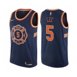 Men's Nike New York Knicks #5 Courtney Lee Swingman Navy Blue NBA Jersey - City Edition