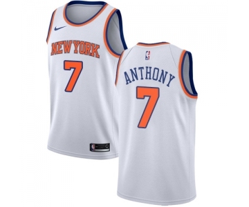 Men's Nike New York Knicks #7 Carmelo Anthony Authentic White NBA Jersey - Association Edition