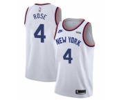 New Yok Knicks #4 Derrick Rose White 2021-2022 City Edition Stitched Jersey