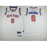 New York Knicks #6 Porzingis 2016 Home White New Swingman Jersey[Porzingis]