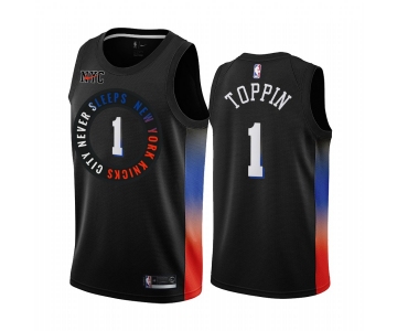 Nike Knicks #1 Obi Toppin Black NBA Swingman 2020-21 City Edition Jersey