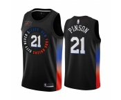 Nike Knicks #21 Theo Pinson Black NBA Swingman 2020-21 City Edition Jersey