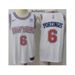 Nike New York Knicks#6 Kristaps Porzingis White NBA Authentic Hardwood Classics Jersey