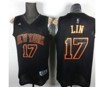 nba jerseys new york knicks #17 jeremy lin black 黑字金边