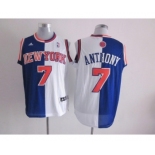 nba new york knicks #7 anthony white-blue[strip][revolution 30 swingman]