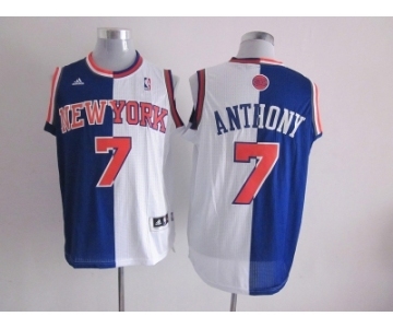 nba new york knicks #7 anthony white-blue[strip][revolution 30 swingman]