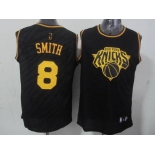 nba new york knicks #8 smith black[gold lettering fashion]