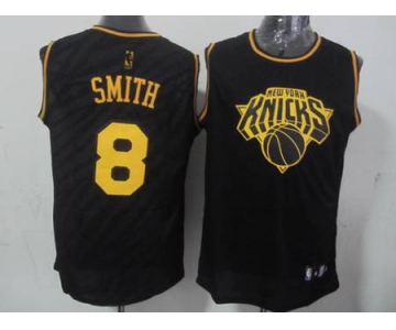 nba new york knicks #8 smith black[gold lettering fashion]