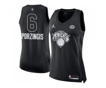 Women Nike New York Knicks #6 Kristaps Porzingis Black NBA Jordan Swingman 2018 All-Star Game Jersey