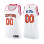 Women's Nike New York Knicks #00 Enes Kanter Swingman White Pink Fashion NBA Jersey