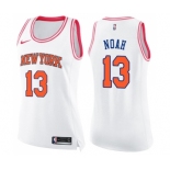 Women's Nike New York Knicks #13 Joakim Noah Swingman White Pink Fashion NBA Jersey