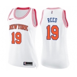 Women's Nike New York Knicks #19 Willis Reed Swingman White Pink Fashion NBA Jersey