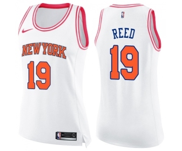 Women's Nike New York Knicks #19 Willis Reed Swingman White Pink Fashion NBA Jersey