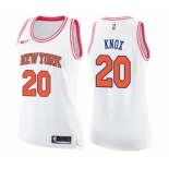 Women's Nike New York Knicks #20 Kevin Knox Swingman White Pink Fashion NBA Jersey