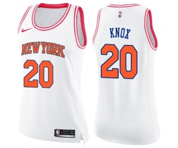 Women's Nike New York Knicks #20 Kevin Knox Swingman White Pink Fashion NBA Jersey