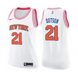 Women's Nike New York Knicks #21 Damyean Dotson Swingman White Pink Fashion NBA Jersey