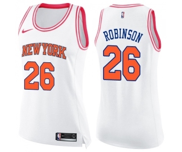 Women's Nike New York Knicks #26 Mitchell Robinson Swingman White Pink Fashion NBA Jersey