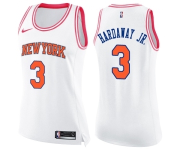 Women's Nike New York Knicks #3 Tim Hardaway Jr. Swingman White Pink Fashion NBA Jersey