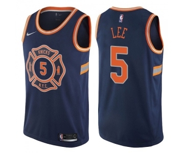 Women's Nike New York Knicks #5 Courtney Lee Swingman Navy Blue NBA Jersey - City Edition