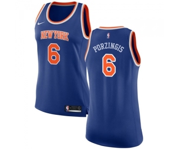 Women's Nike New York Knicks #6 Kristaps Porzingis Swingman Royal Blue NBA Jersey - Icon Edition