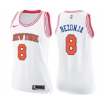 Women's Nike New York Knicks #8 Mario Hezonja Swingman White Pink Fashion NBA Jersey