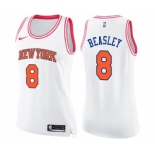 Women's Nike New York Knicks #8 Michael Beasley Swingman White Pink Fashion NBA Jersey