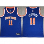 Youth New Yok Knicks #11 Jalen Brunson Blue Icon Edition Stitched Swingman Jersey