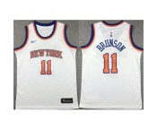 Youth New Yok Knicks #11 Jalen Brunson White Association Edition Stitched Swingman Jersey