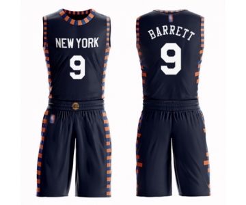 Youth New York Knicks #9 RJ Barrett Swingman Navy Blue Basketball Suit Jersey - City Edition