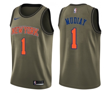 Youth Nike New York Knicks #1 Emmanuel Mudiay Swingman Green Salute to Service NBA Jersey