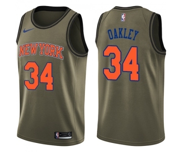 Youth Nike New York Knicks #34 Charles Oakley Swingman Green Salute to Service NBA Jersey