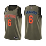 Youth Nike New York Knicks #6 Kristaps Porzingis Swingman Green Salute to Service NBA Jersey