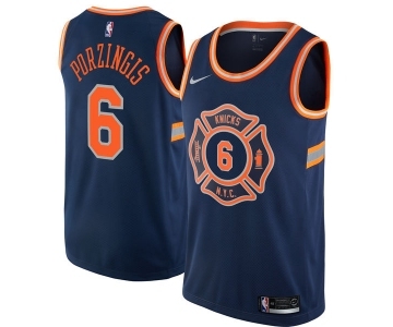 Youth Nike New York Knicks #6 Kristaps Porzingis Swingman Navy Blue NBA Jersey - City Edition