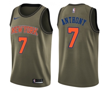 Youth Nike New York Knicks #7 Carmelo Anthony Swingman Green Salute to Service NBA Jersey