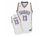 Men Adidas Oklahoma City Thunder #13 Paul George Swingman White Home NBA Jersey