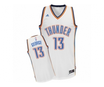 Men Adidas Oklahoma City Thunder #13 Paul George Swingman White Home NBA Jersey